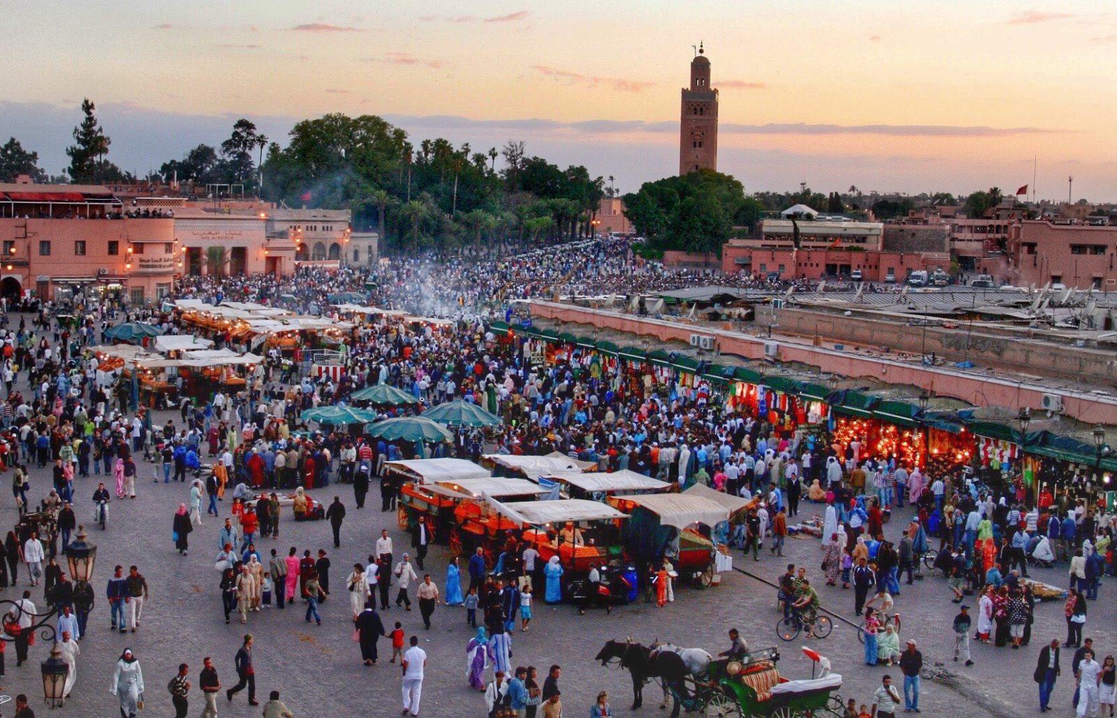 Marrakesh market sunset