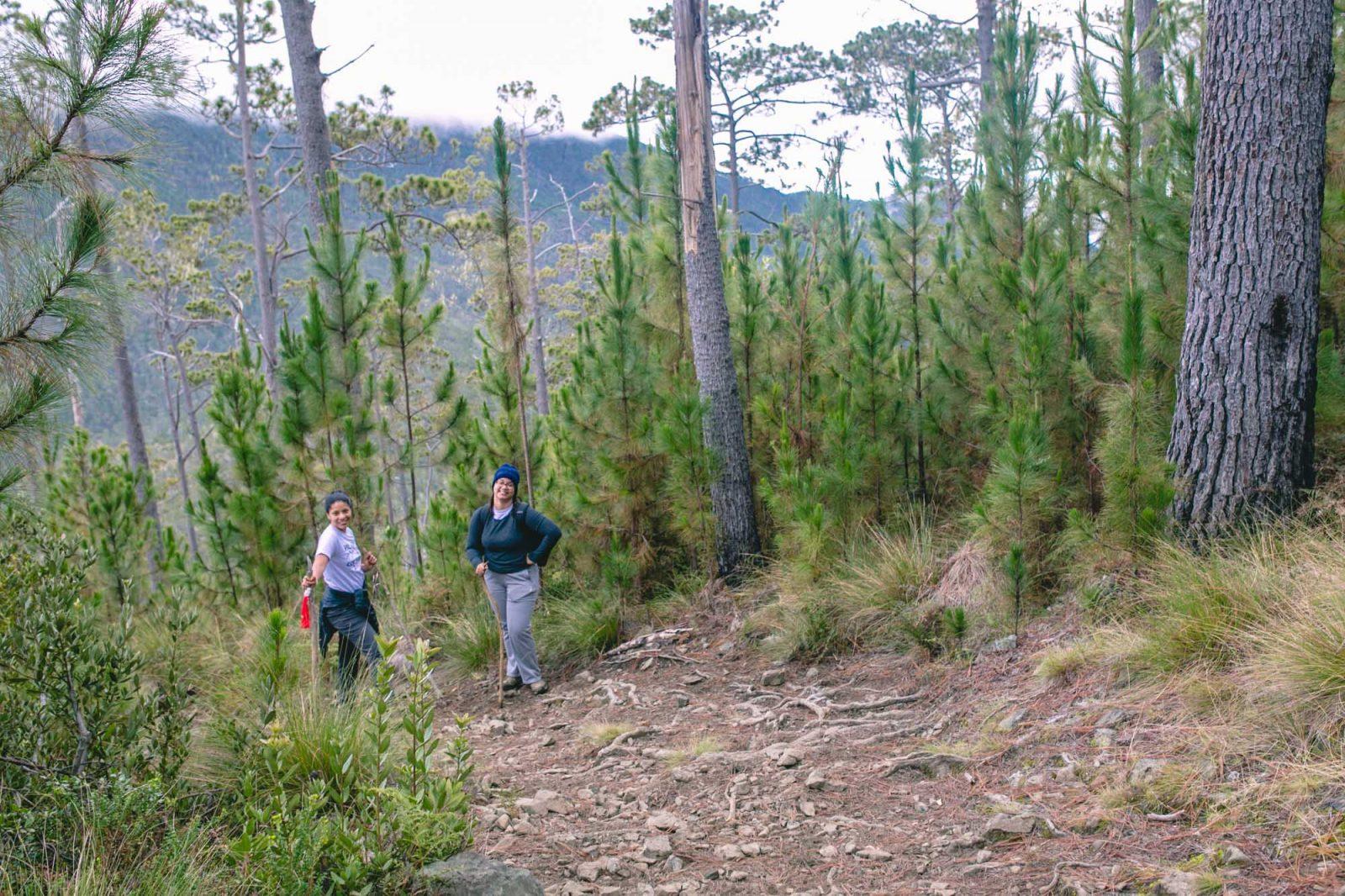 Two women hiking on Pico Duarte.