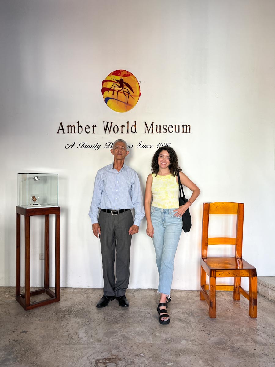 A man and a woman at Amber Museum.