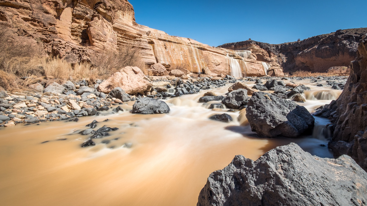 Grand Falls and rocks.
