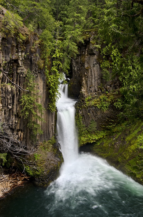 A waterfall flowing through a river.