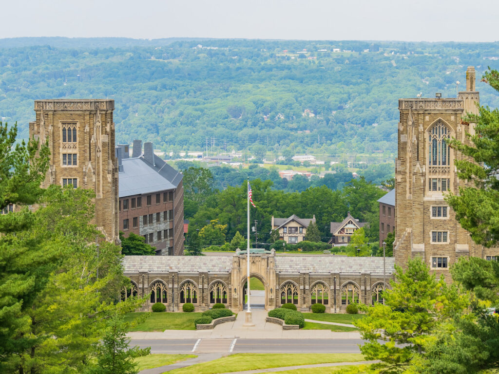 building and landscape of cornel university in ithaca ny