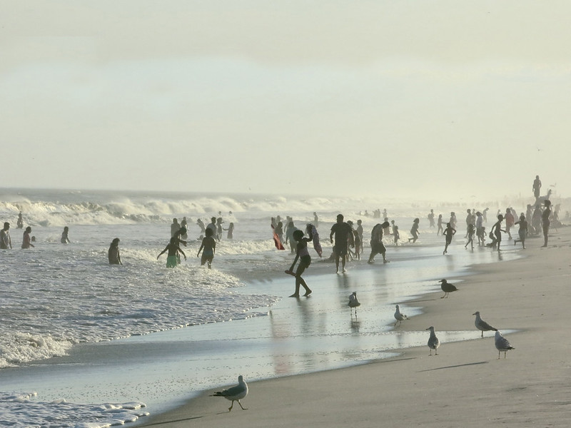 a beach state park and people swimming in it