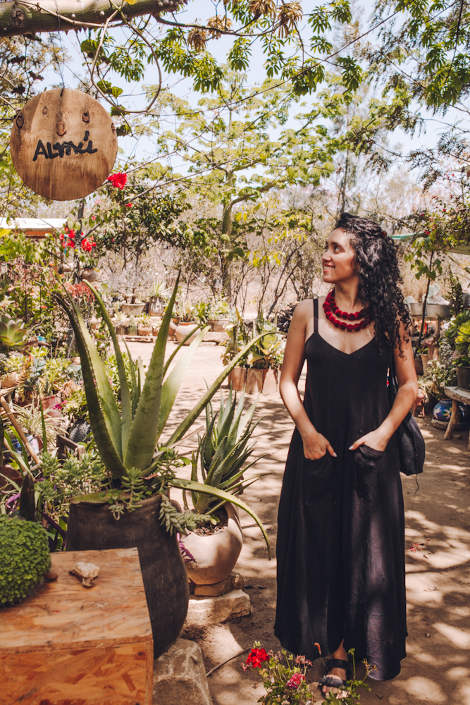A woman outside a restaurant in Oaxaca, Mexico.