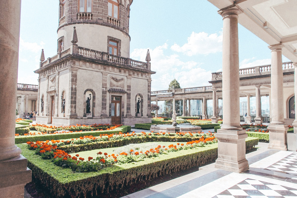 The outdoor garden at Chapultepec Castle, one of the best museums in Mexico City.