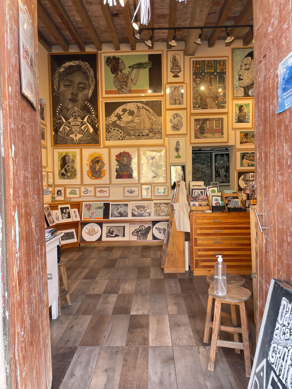 Artworks at a shop in Oaxaca, Mexico.