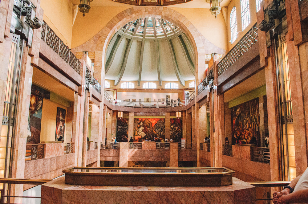 The inside of The Palacio de Bellas Artes Museum, one of the best museums in Mexico City.