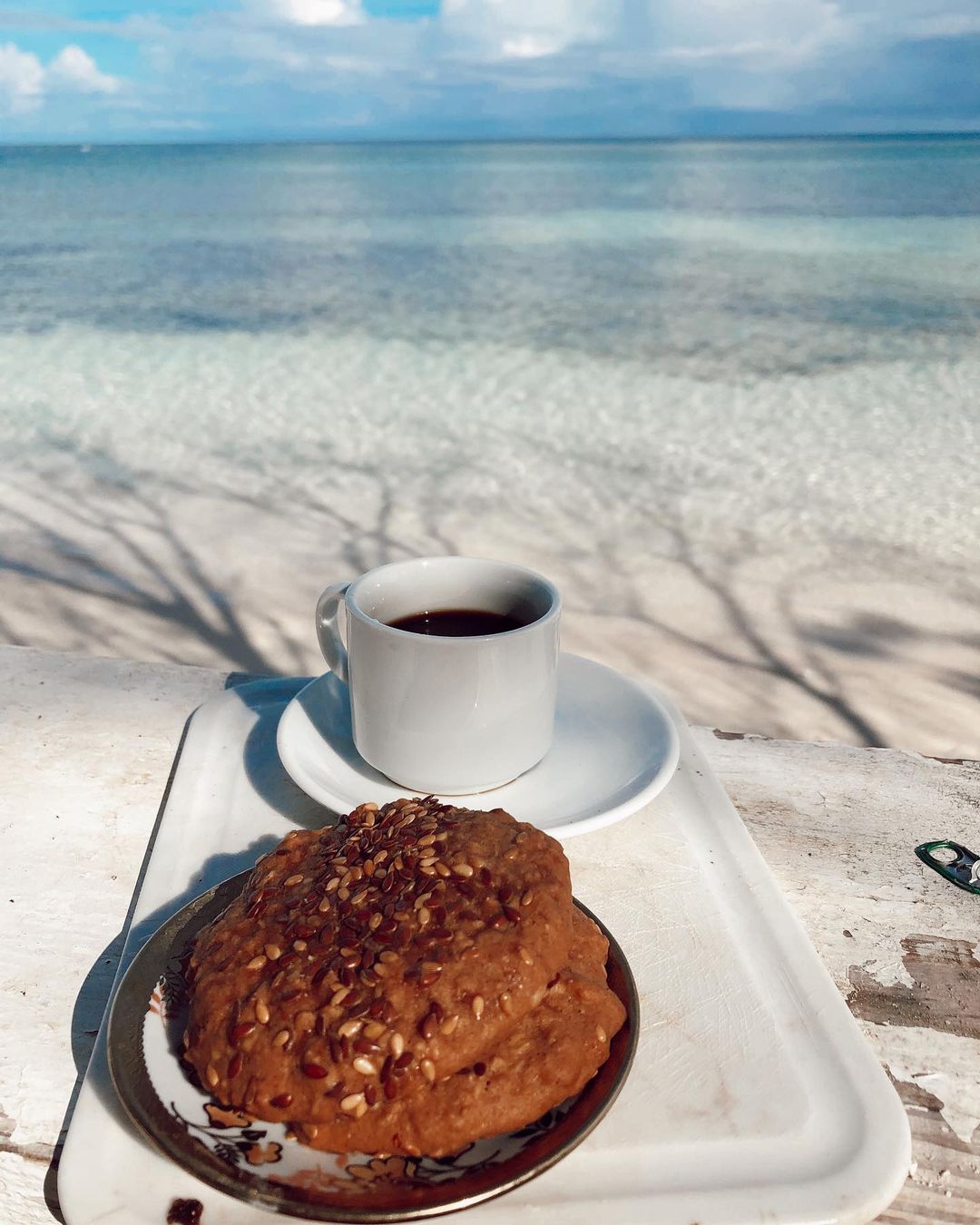 A tray of coffee and cookies at Playa Punta Rucia.