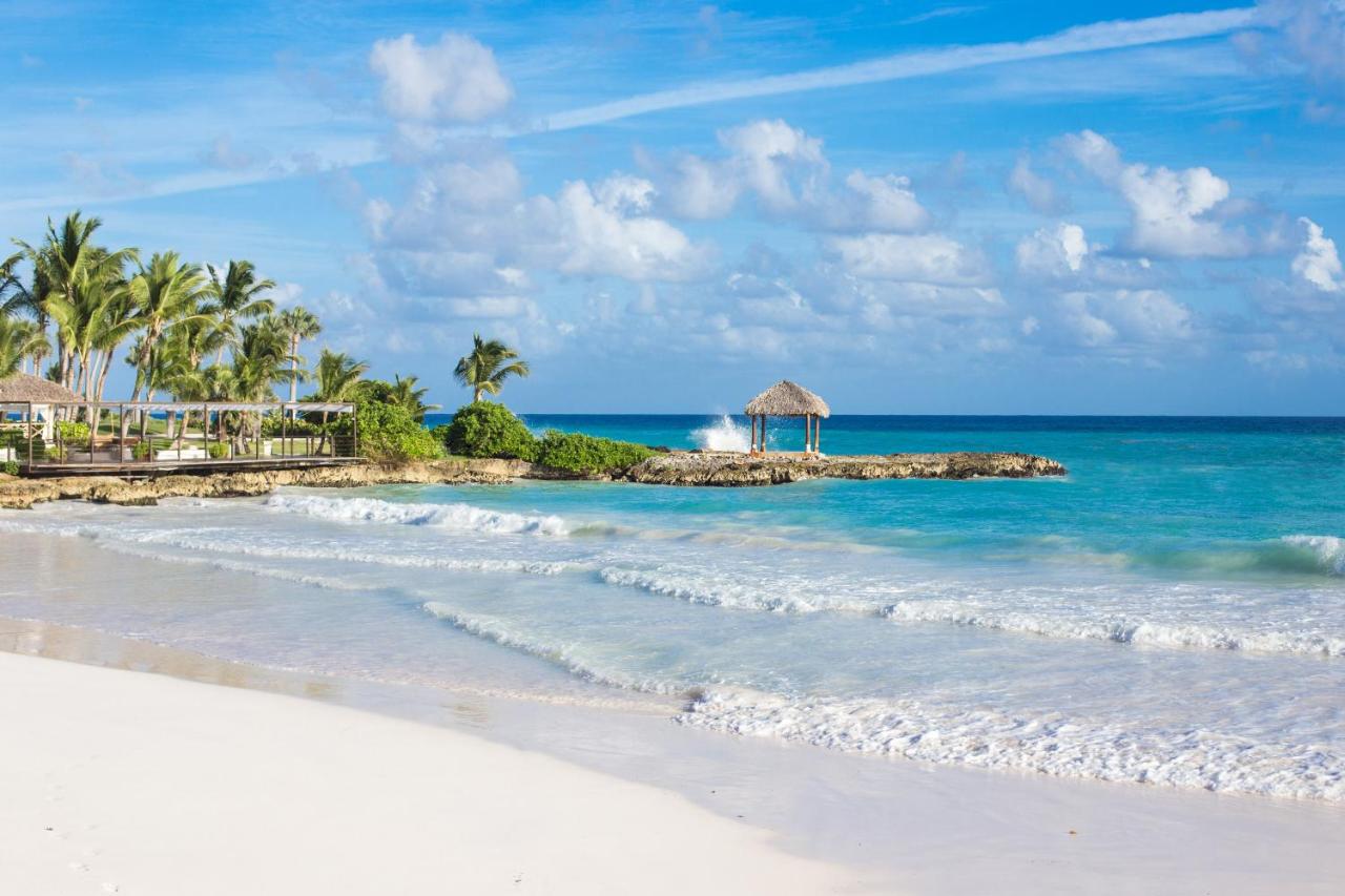 Waves on white sand at a beach in the Dominican Republic.