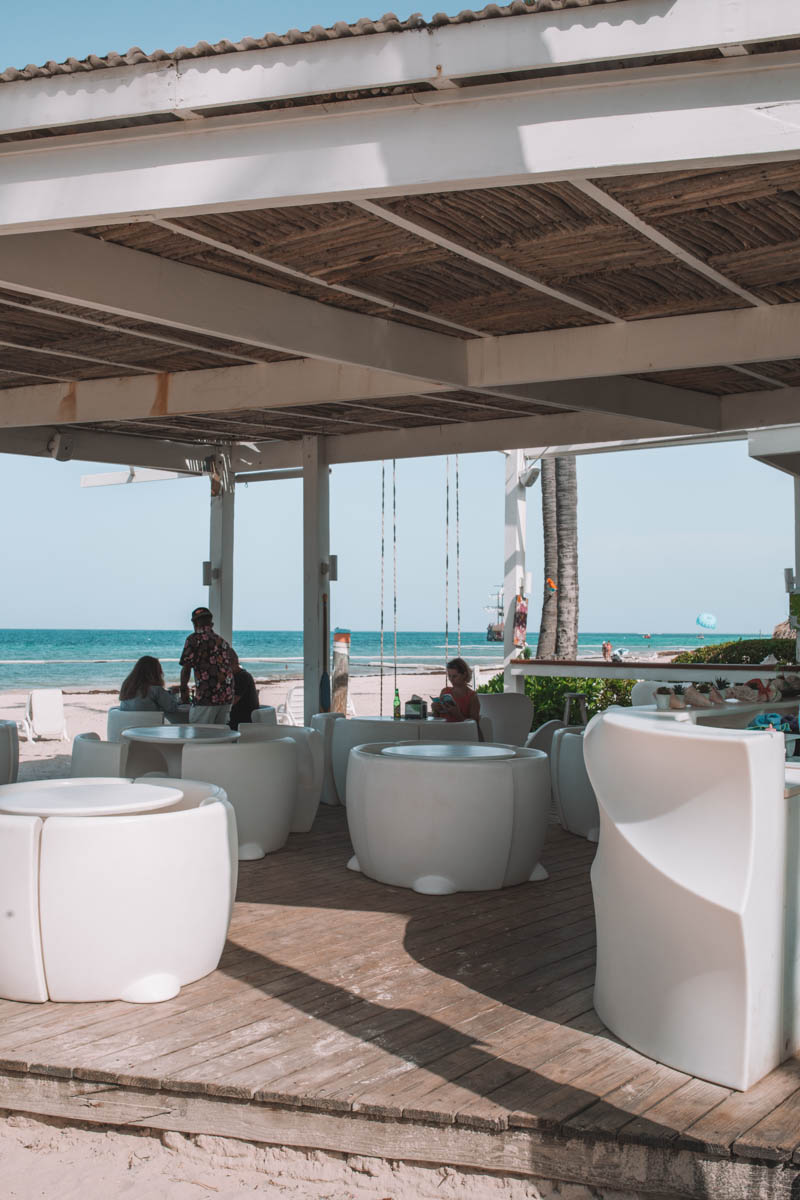 A dining area by the beach in Punta Cana.