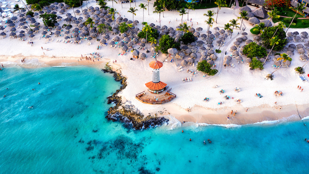 An aerial view of a beach in the Dominican Republic.