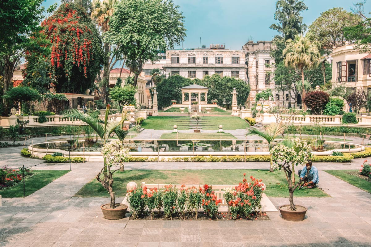 Garden of Dreams in Kathmandu on a sunny day.