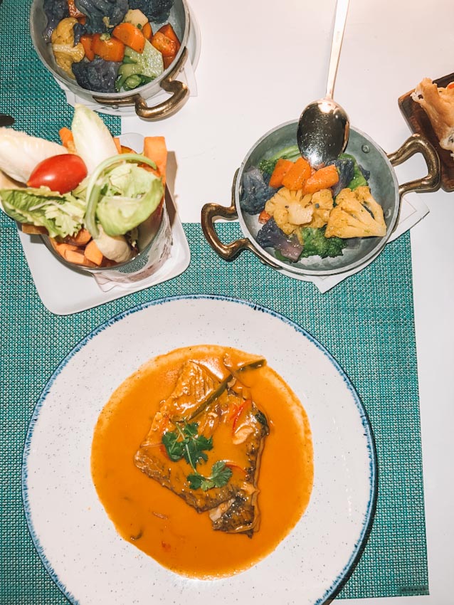 Food on a table.