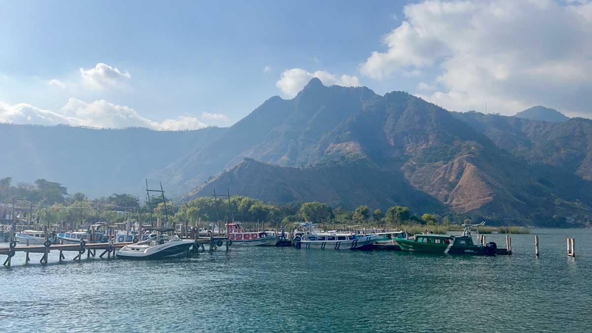 A volcano and Lake Atitlan