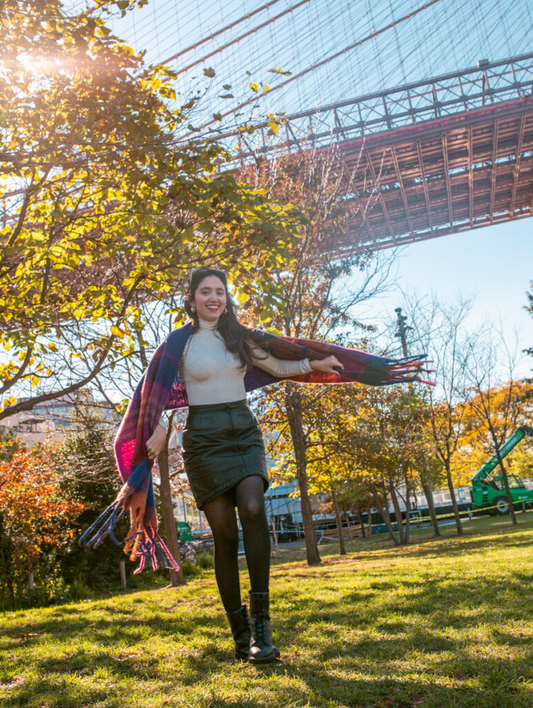 A woman at a park in New York City.
