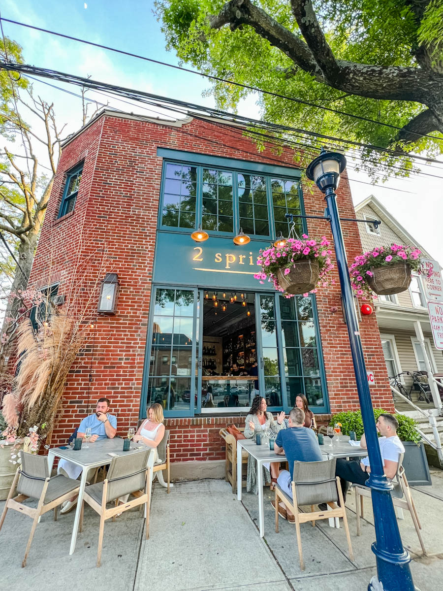 The outside of 2 Spring restaurant in Oyster Bay, Long Island