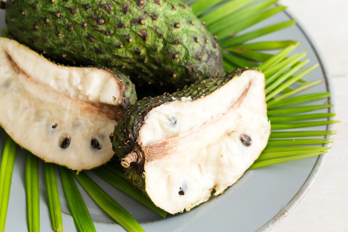 Guanabana or soursop on a plate