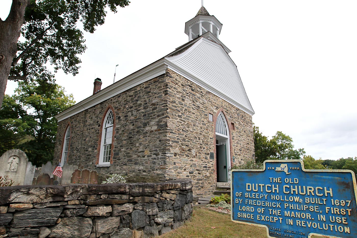 The front of the Old Dutch Church of Sleepy Hollow