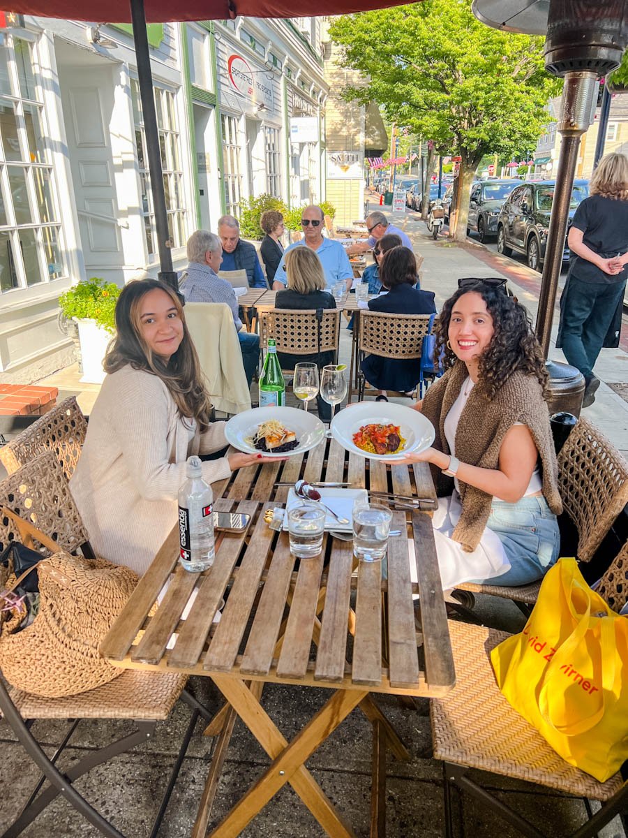 Two women dining al fresco in Oyster Bay, Long Island
