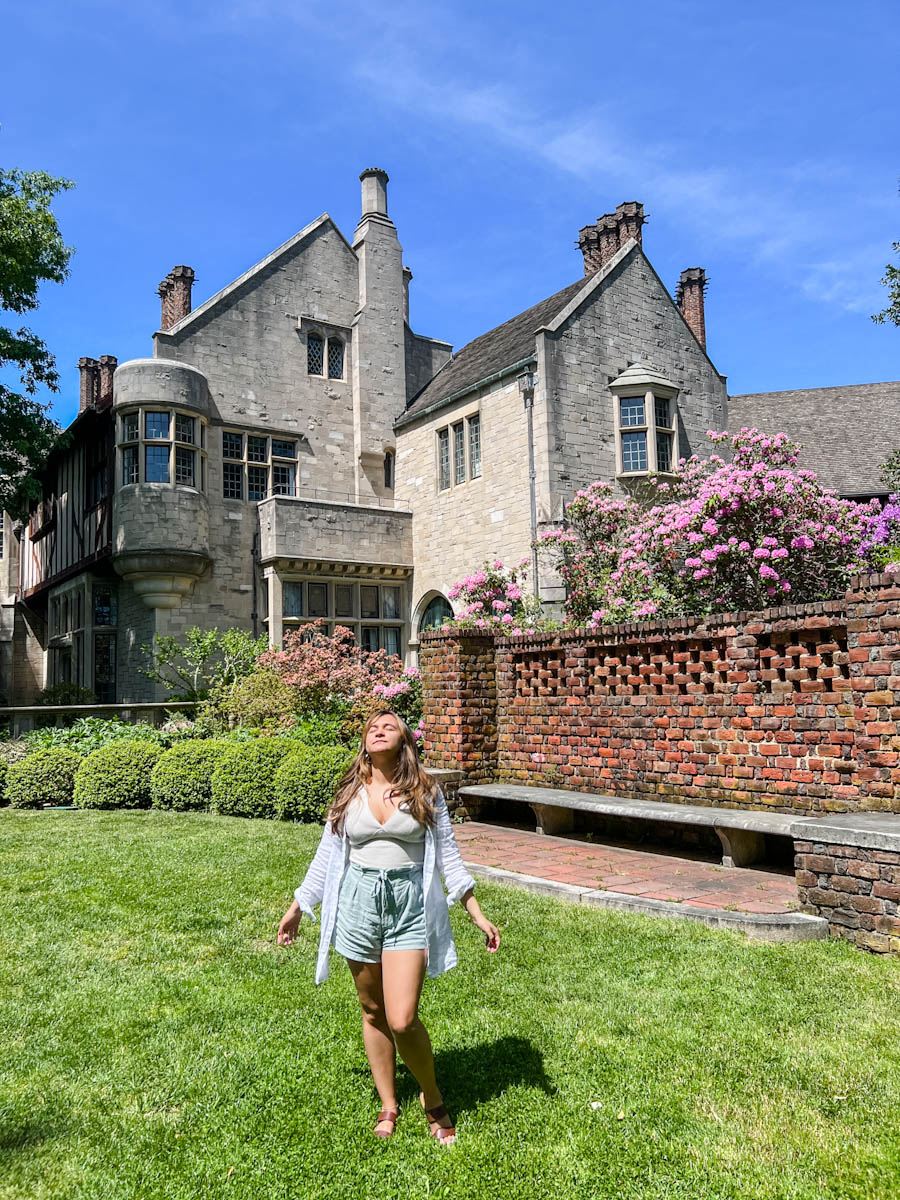 A woman at Planting Fields Arboretum and State Park in Oyster Bay, Long Island