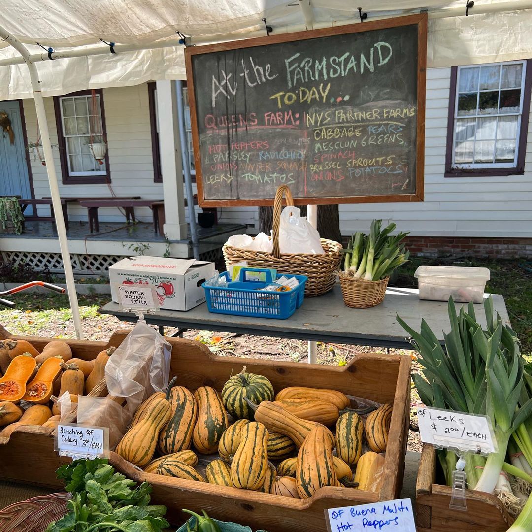 Vegetables being sold at a tent in the Queens County Farm Museum