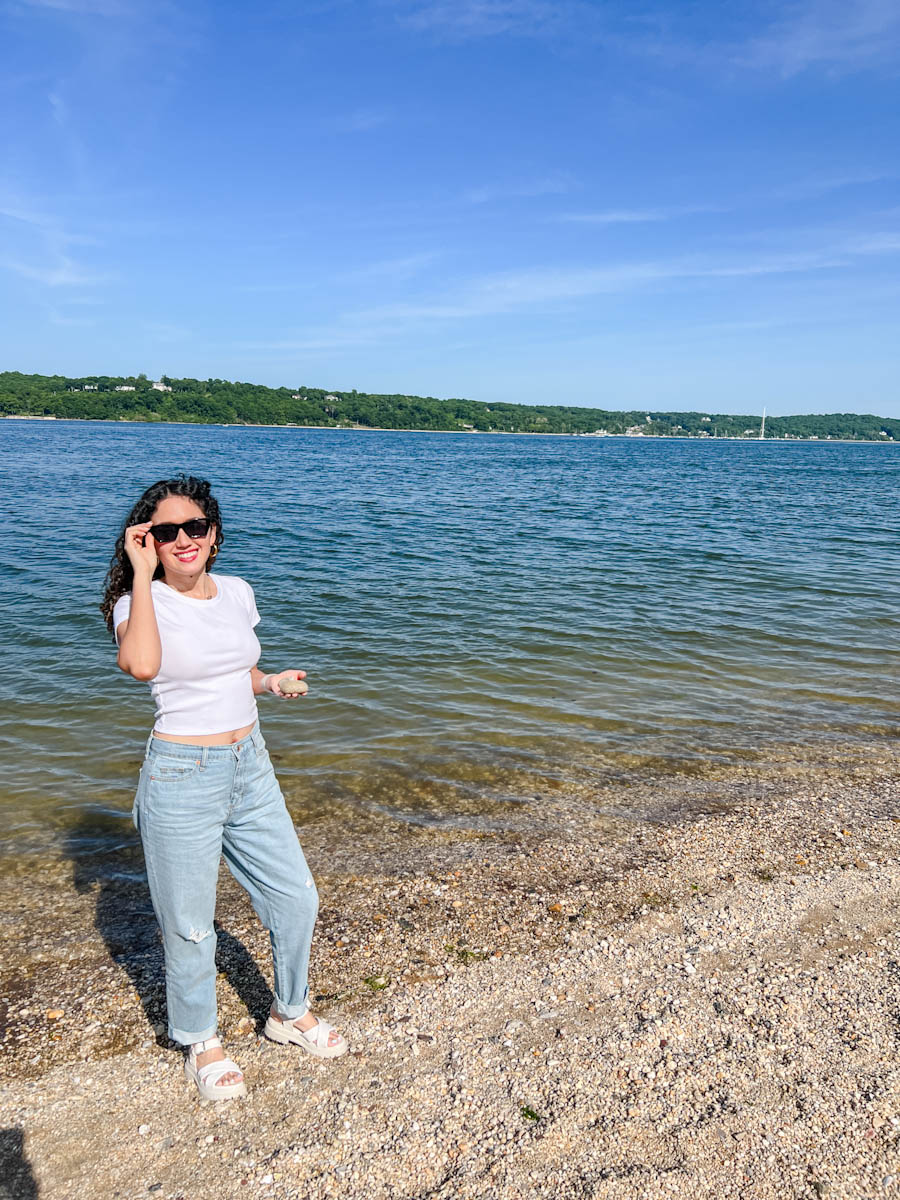 A woman at Hill Eel Creek Oyster Bay, Long Island