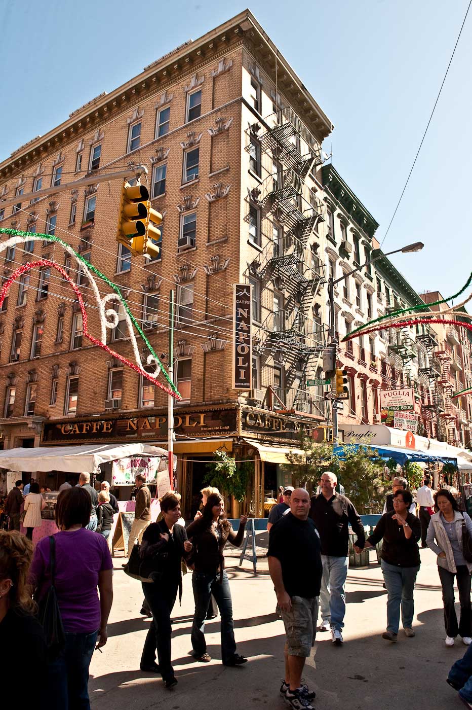 People on the street at San Gennaro Festival in New York City