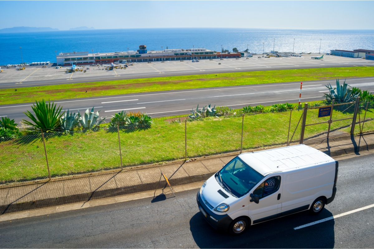 A white car at Madeira International Airport