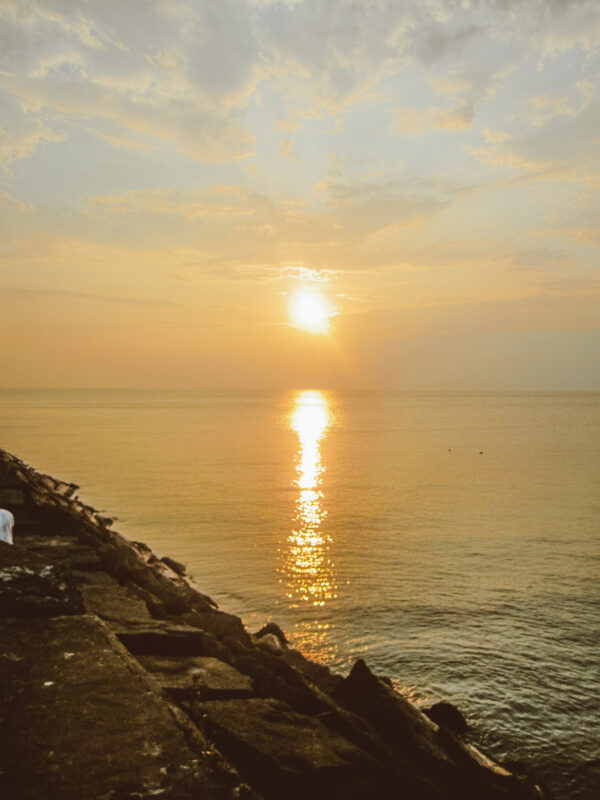 The sunset at the H. Lee White Maritime Museum