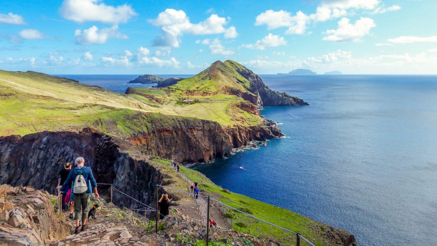 People hiking at Ponta de Sao Lourenco