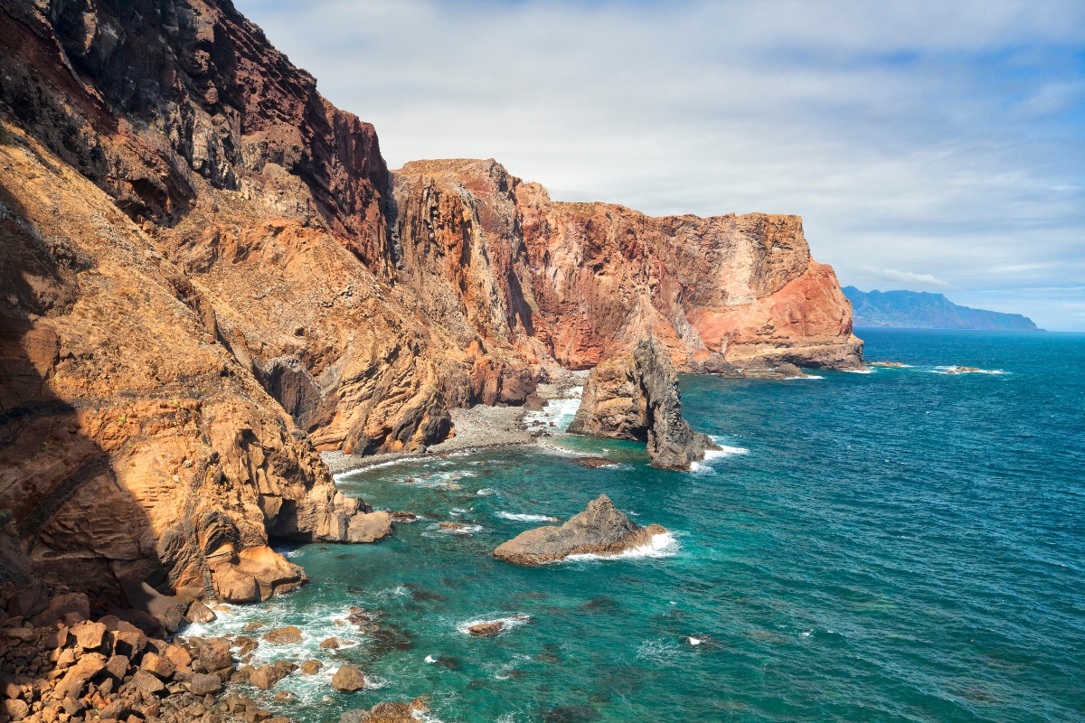 The sea and rocky island of Ponta de Sao Lourenco
