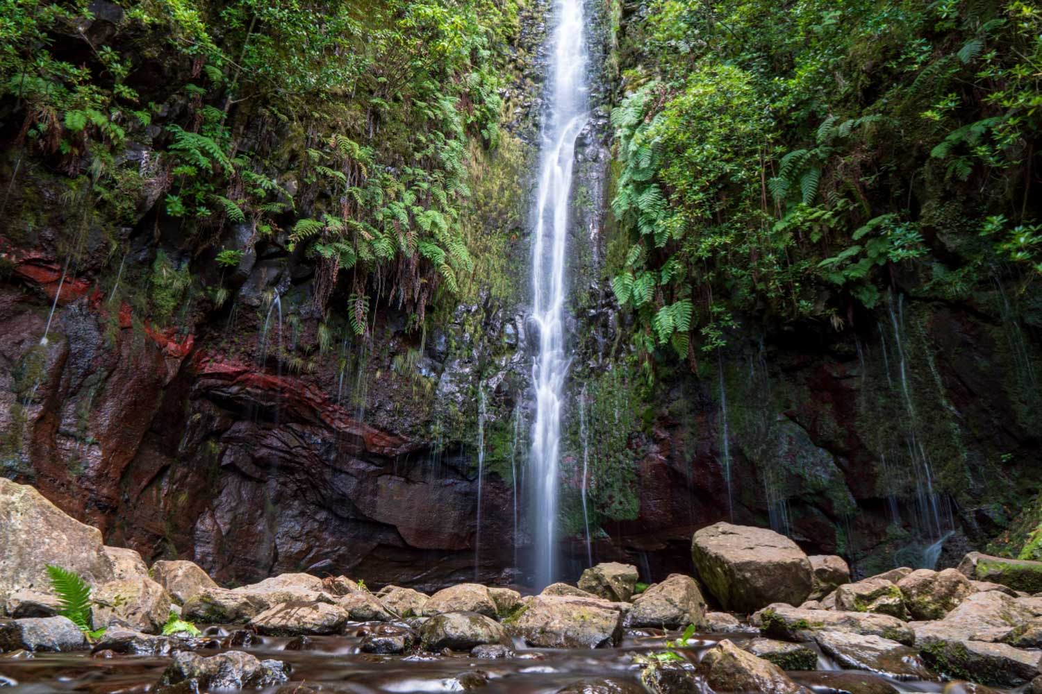 25 Fontes waterfall in Madeira, Portugal