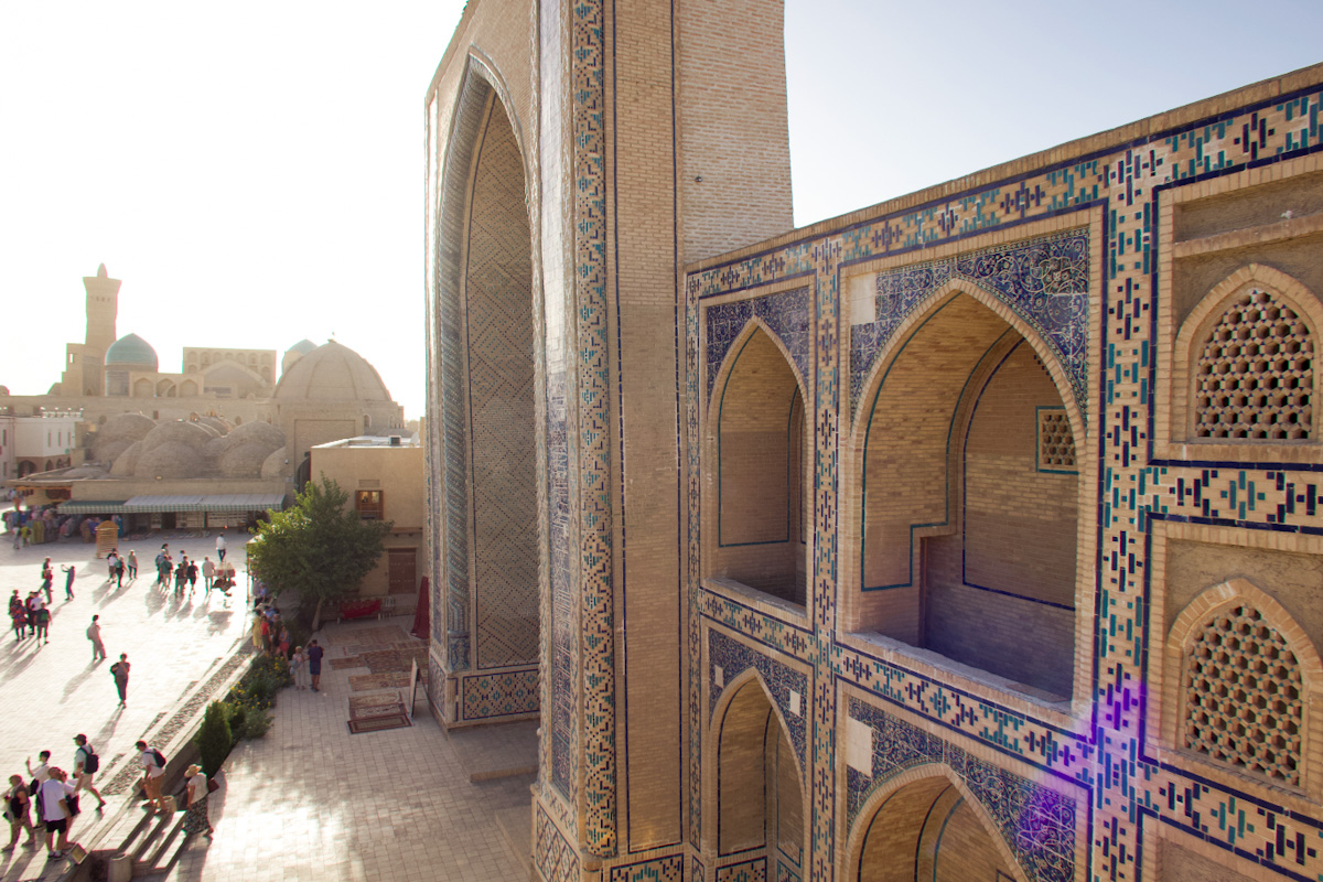 The front of Abdulaziz-Khan Madrasah in Bukhara.