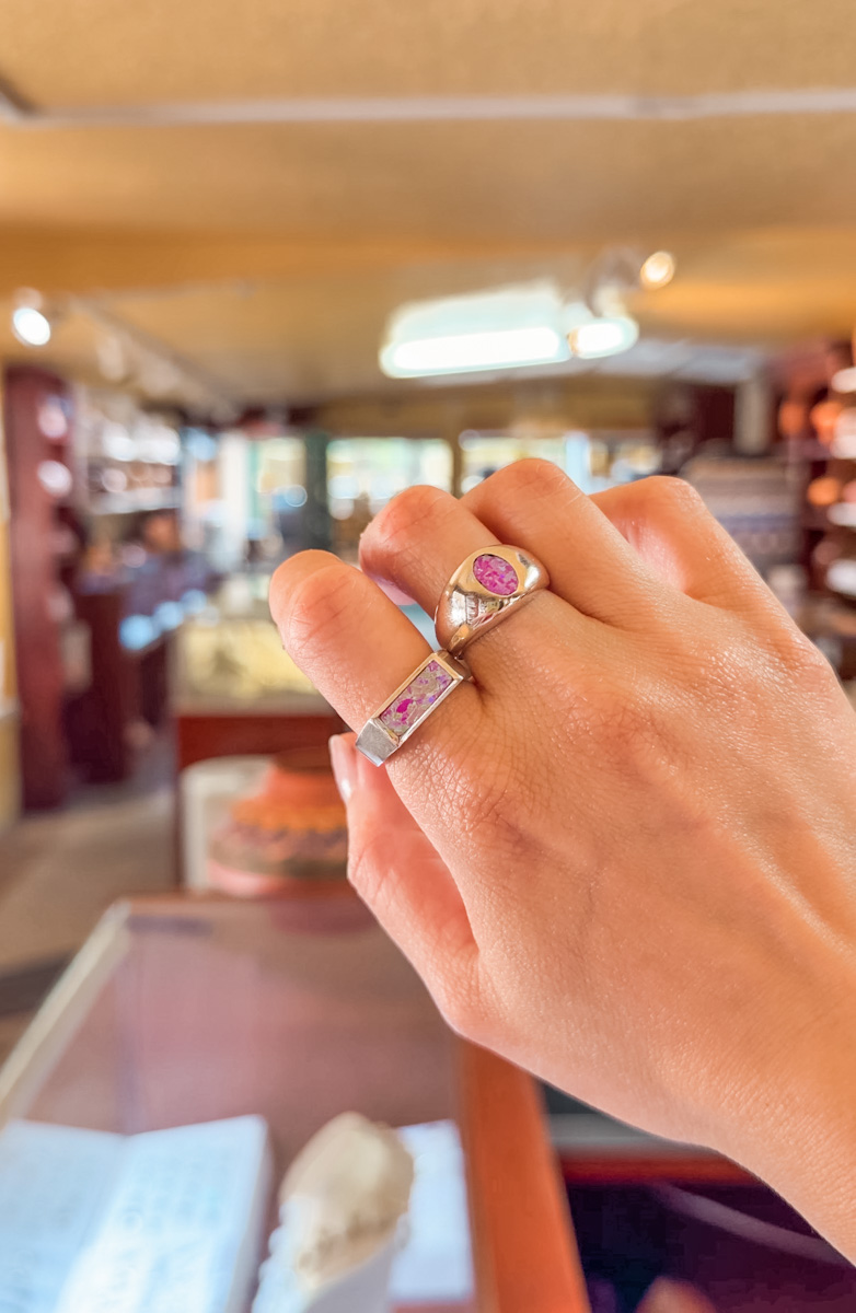 Silver rings worn on a right hand.